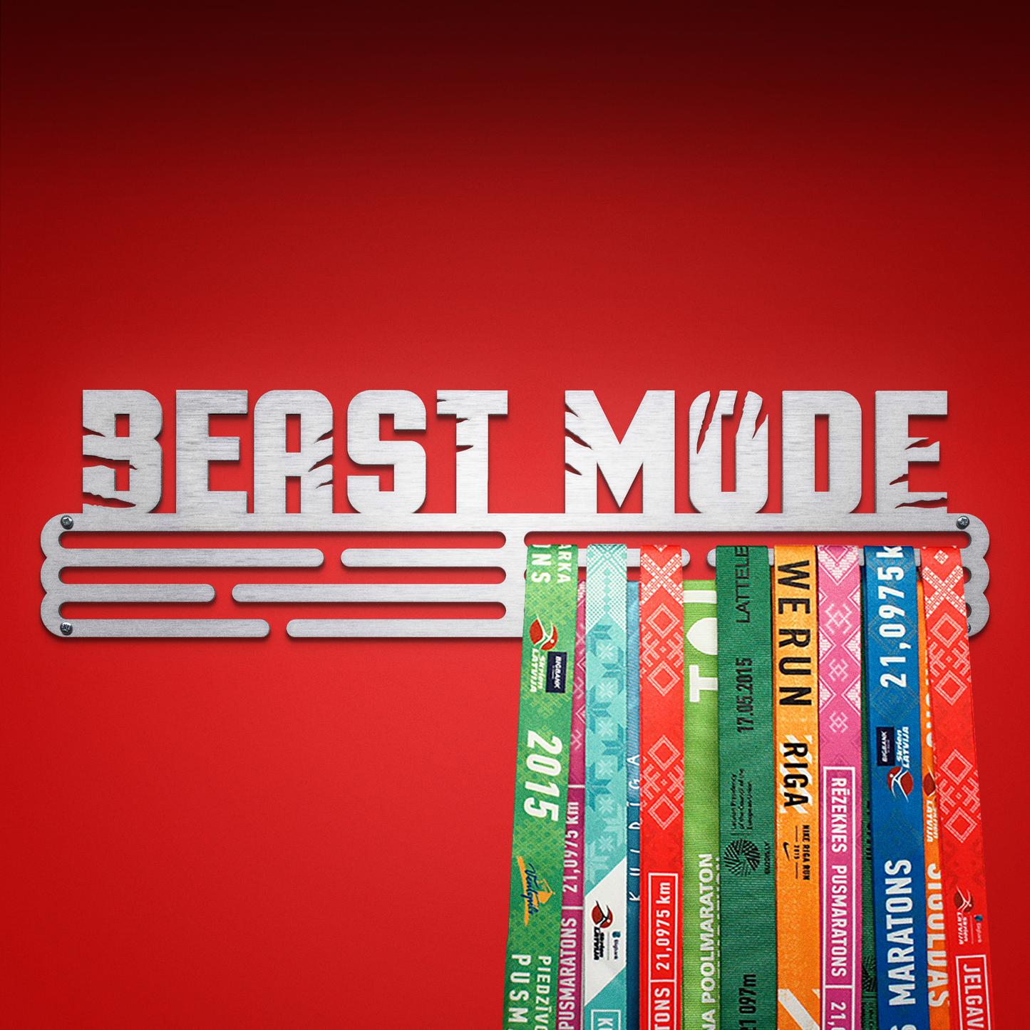 BEAST MODE - Brushed steel - Large - medal hanger
