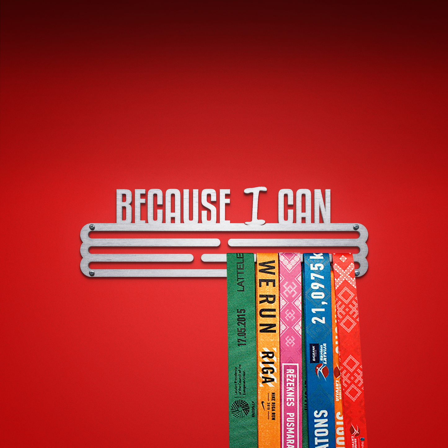 BECAUSE I CAN - Brushed steel - medal hanger