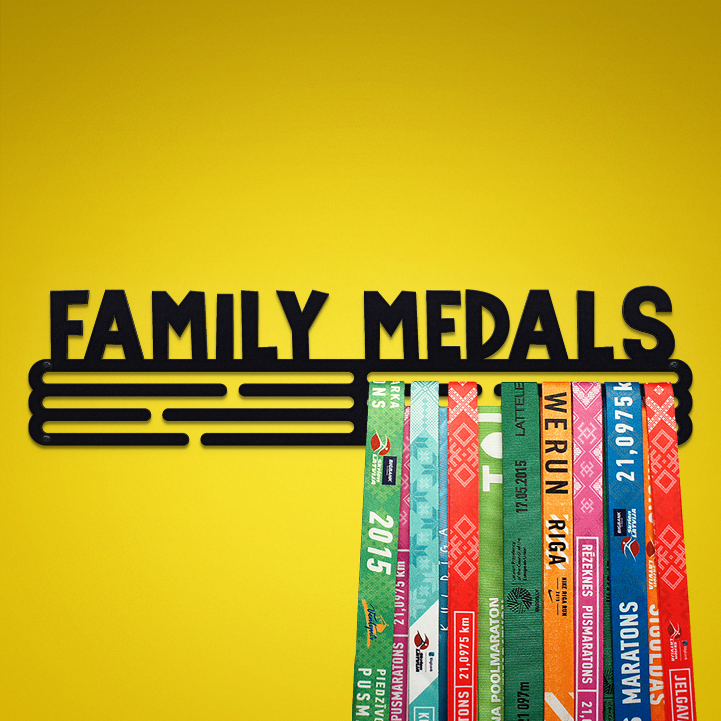 FAMILY MEDALS - Black - Large - medal hanger