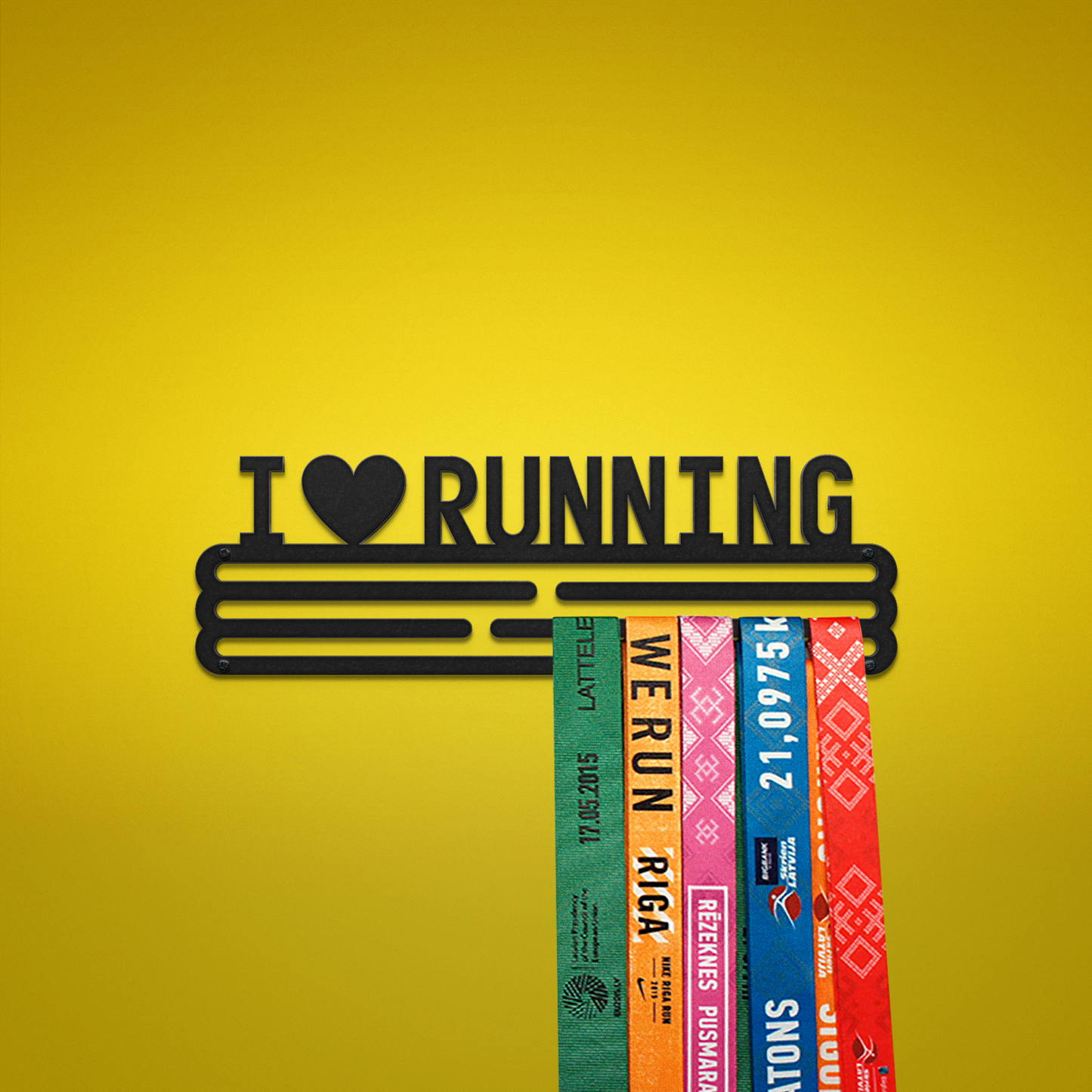 I LOVE RUNNING - Black - Medium - medal hanger