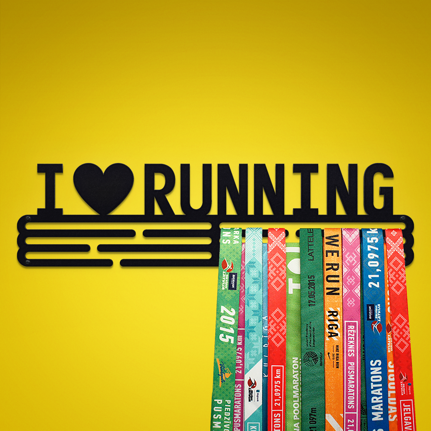 I LOVE RUNNING - Black - Large - medal hanger