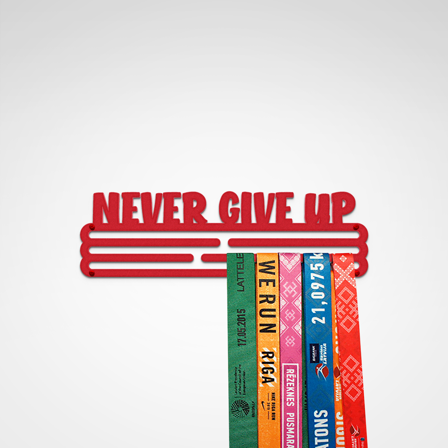 NEVER GIVE UP - Red - Medium - medal hanger