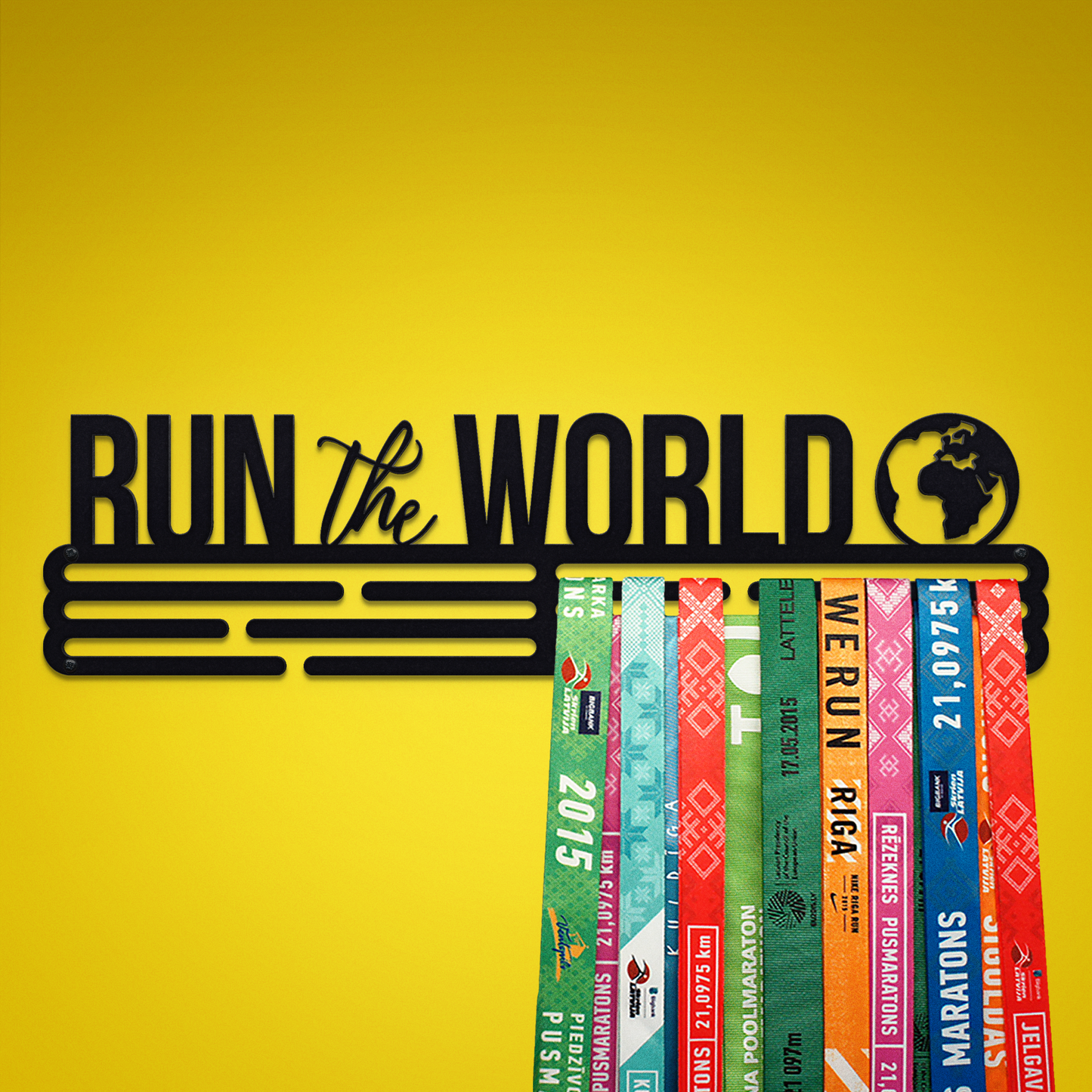 RUN THE WORLD - Black - Large - medal hanger
