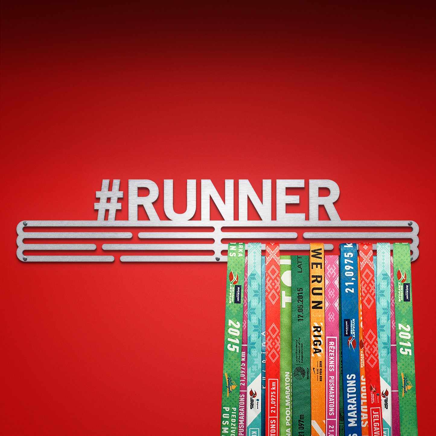 #RUNNER - Brushed steel - medal hanger