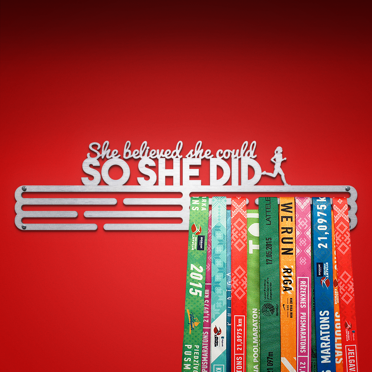 SO SHE DID - Brushed steel - Large - medal hanger