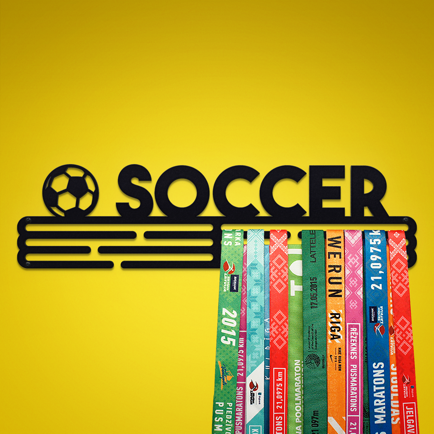 SOCCER - Black - Large - medal hanger