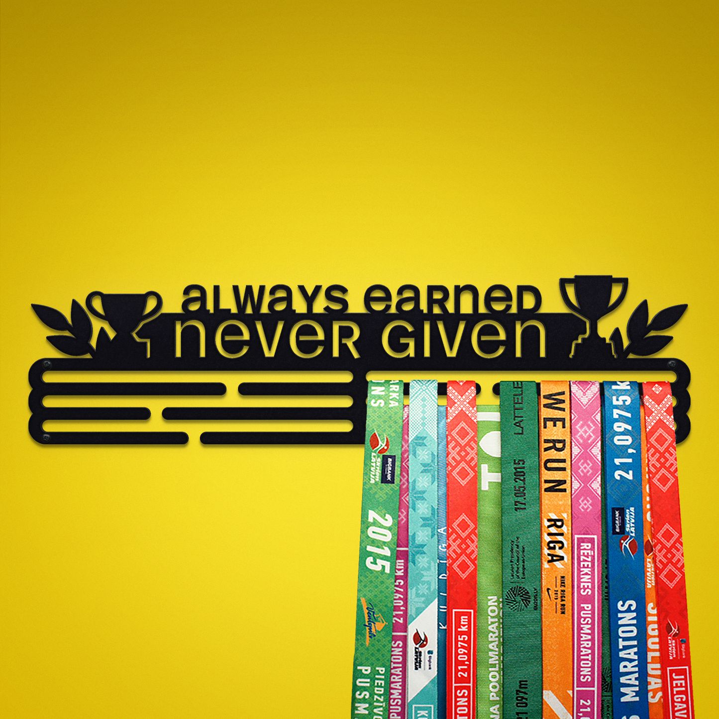 ALWAYS EARNED NEVER GIVEN - Black - Large - medal hanger