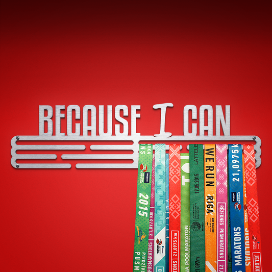 BECAUSE I CAN - Brushed steel - medal hanger