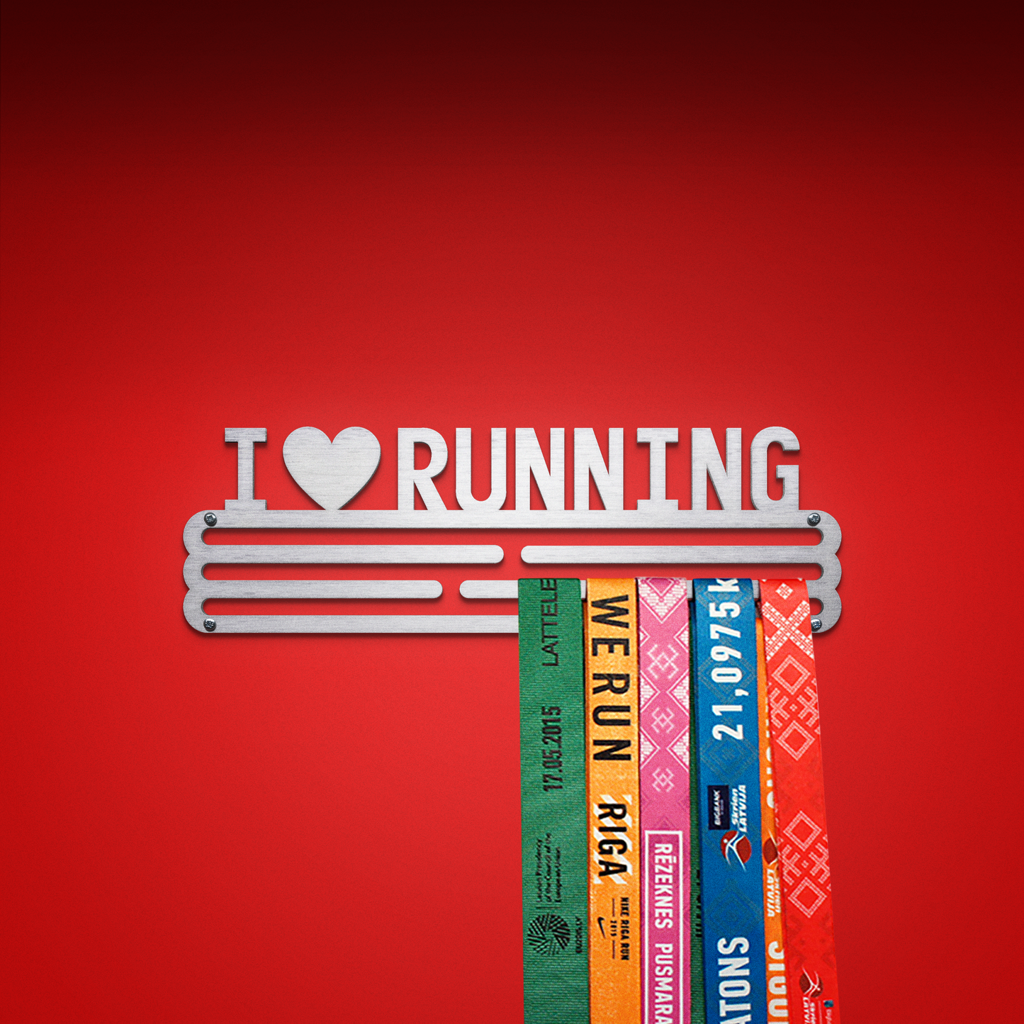 I LOVE RUNNING - Brushed steel - Medium - medal hanger