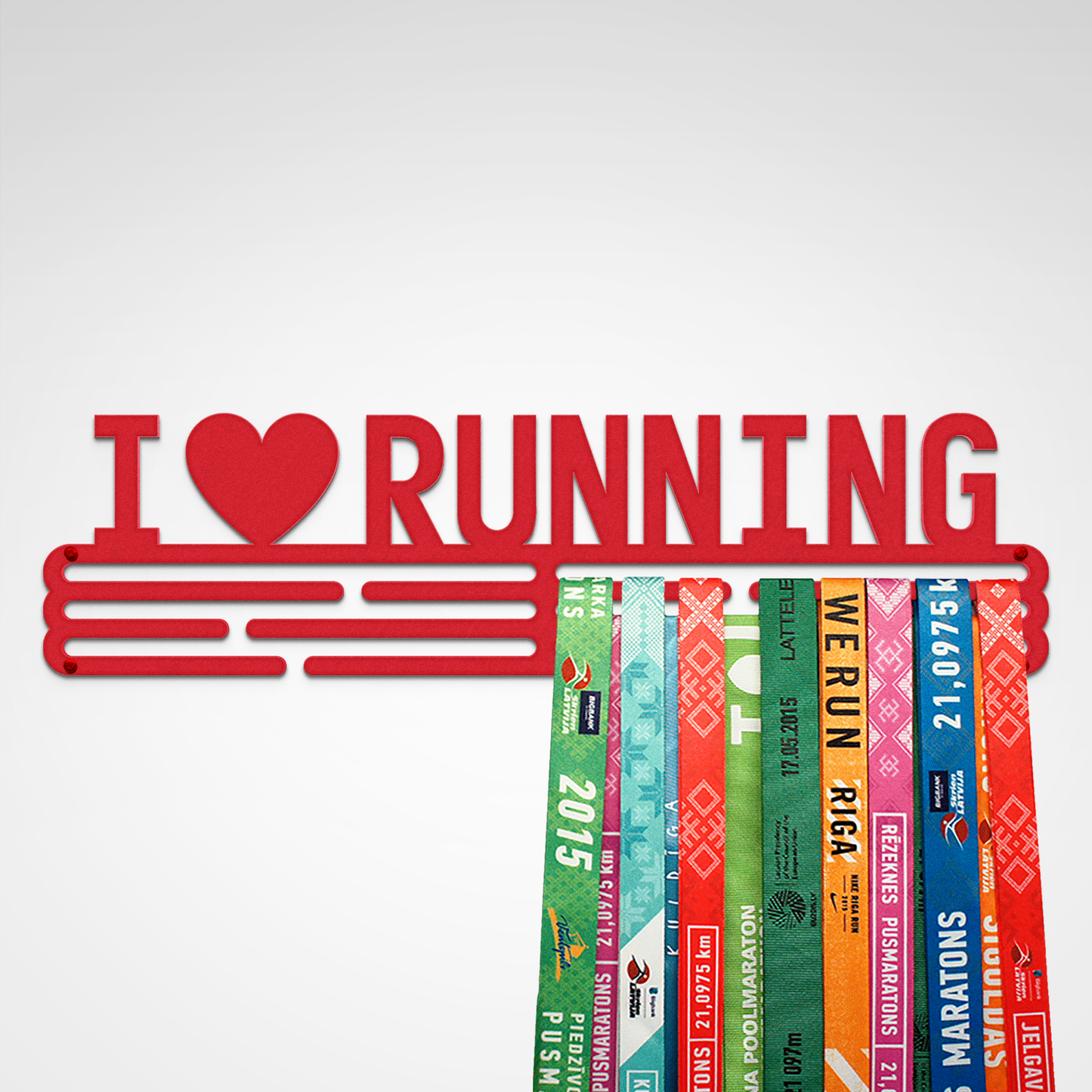 I LOVE RUNNING - Red - Large - medal hanger