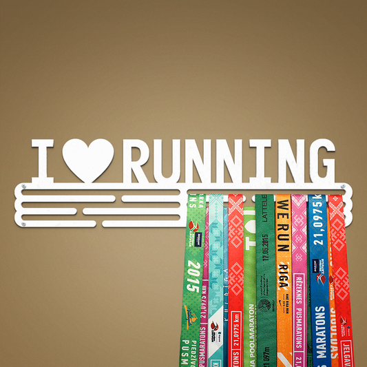 I LOVE RUNNING - White - Large - medal hanger