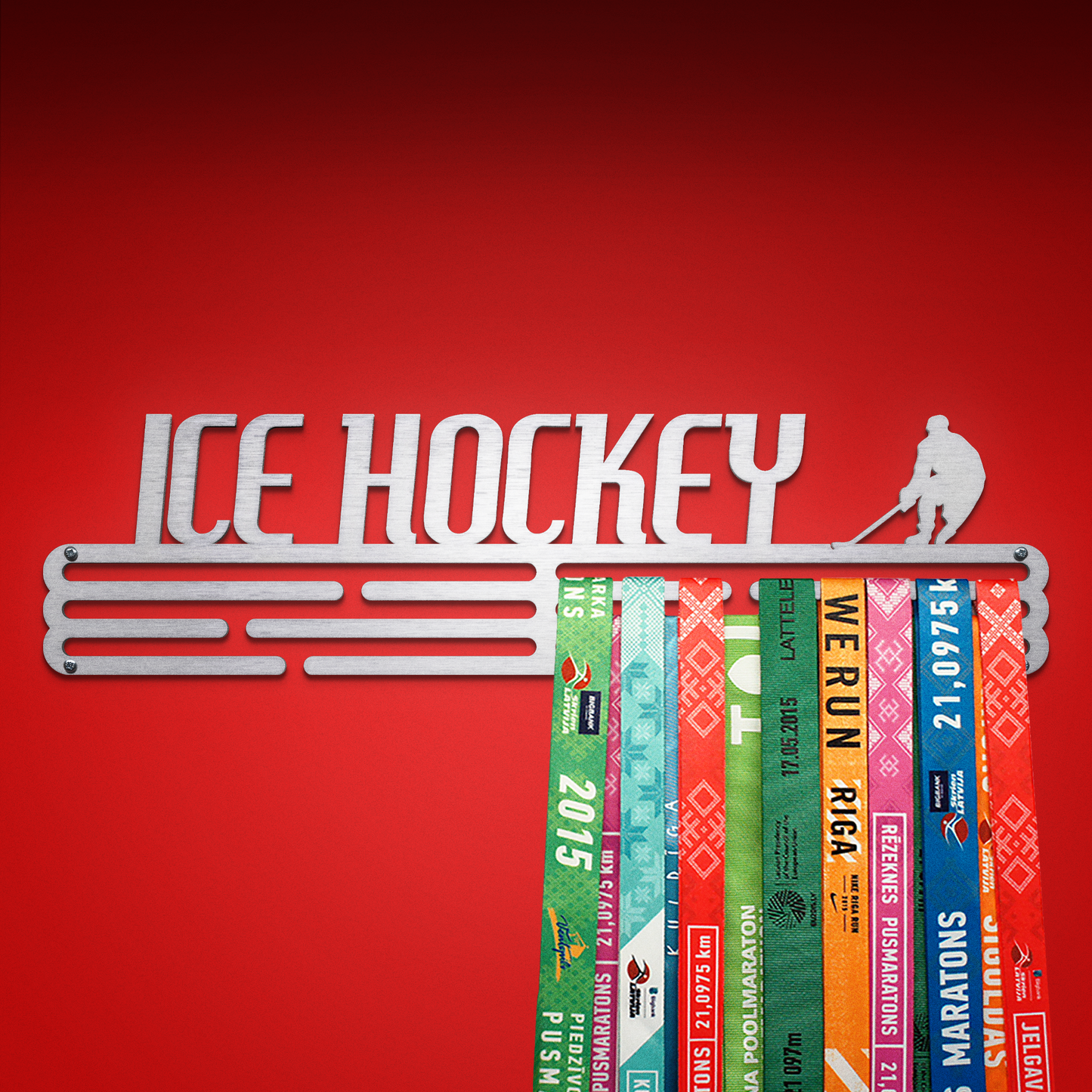ICE HOCKEY - Brushed steel - Large - medal hanger