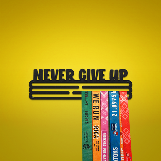 NEVER GIVE UP - Black - Medium - medal hanger