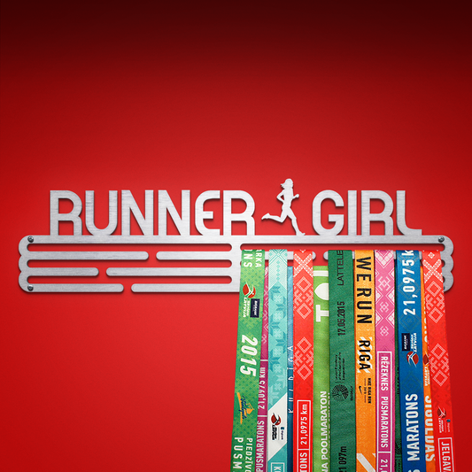 RUNNER GIRL - Brushed steel - Large - medal hanger