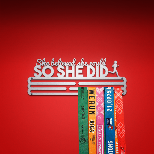 SO SHE DID - Brushed steel - Medium - medal hanger