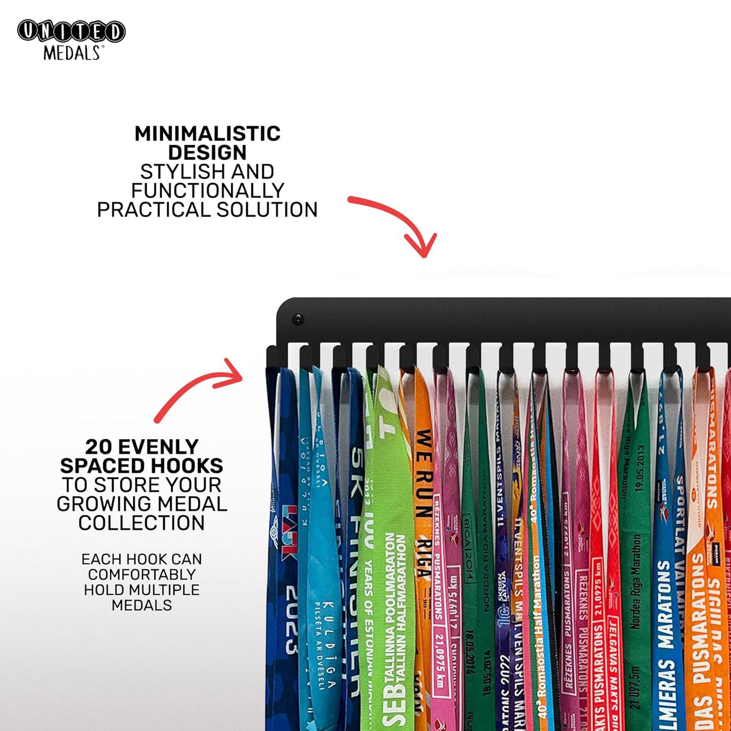 Medal hanger with hooks - Black - 16.9" / 43cm